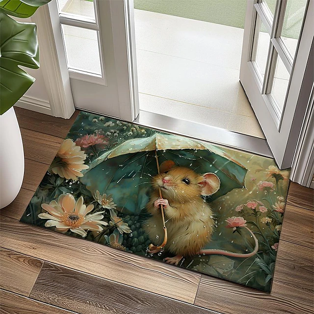 Small Rat Umbrella Doormat Floor Mats Washable Rugs Kitchen Mat Non-Slip Oil Proof Rug Indoor Outdoor Mat Bedroom Decor Bathroom Mat Entrance Rug 19
