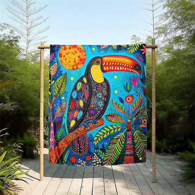  toucan patchwork meksikansk stil mønster pledd flanell pledd varme alle årstider gaver stort teppe