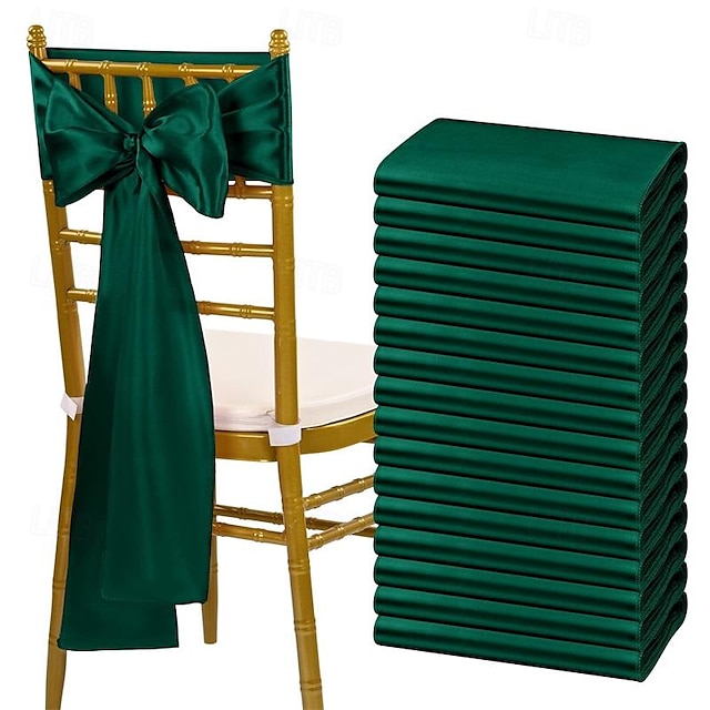  Faixas de cadeira de cetim com arcos, capa de cadeira universal para recepção de casamento, restaurante, banquete, hotel, decorações de eventos, 20 peças