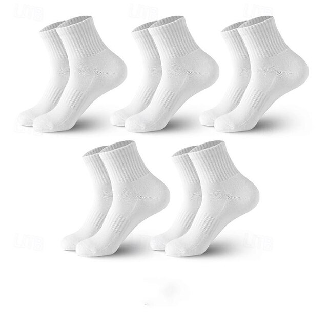 Hombre Paquete de 5 Paquetes múltiples Calcetín Calcetines hasta el Tibio Calcetines para correr Calcetines informales Negro Blanco Color Plano Deporte Casual Diario Básico Medio Primavera Otoño Moda