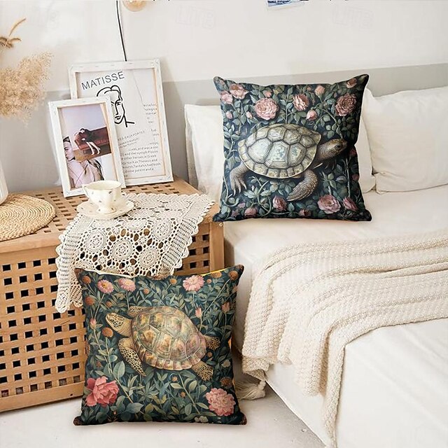  Padrão de tartaruga verde 1 unidade capas de almofadas de tamanho múltiplo almofadas decorativas costeiras ao ar livre capas de almofada de veludo macio para sofá cama decoração de casa