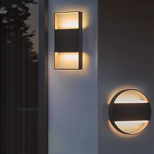  Led Outdoor Waterproof Wall Lights For Home， Glass Single Head 7W Double Head 14W Sand Black Outdoor Waterproof Modern，Suitable For Bathroom and Outdoor,Warm White IP65 85-265V