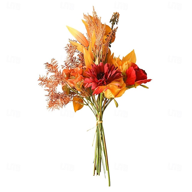  Fabricante de ramos decorativos de colores otoñales con flores simuladas, flores artificiales, plantas verdes, estilo de boda