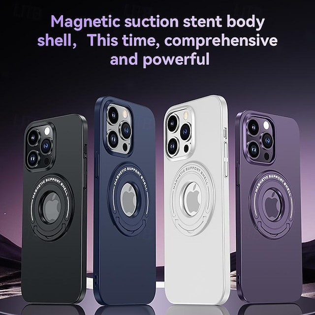  telefono Custodia Per iPhone 15 Pro Max Plus iPhone 14 13 12 Pro Max Plus Per retro Con supporto Supporta la ricarica wireless Resistente agli urti PC Metallo