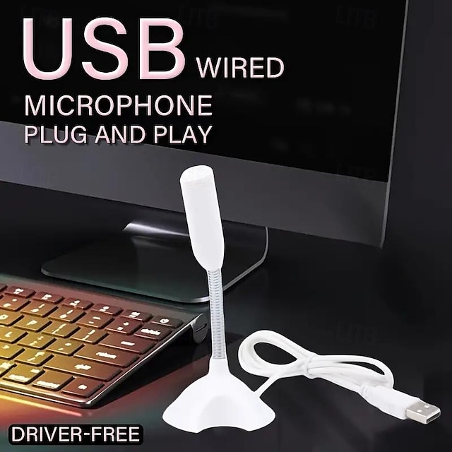  USB Microphone Computer Laptop Voice Mini KTV Speech Microphone USB Interface Plug And Play Driver-Free Suitable For Mac Book Windows