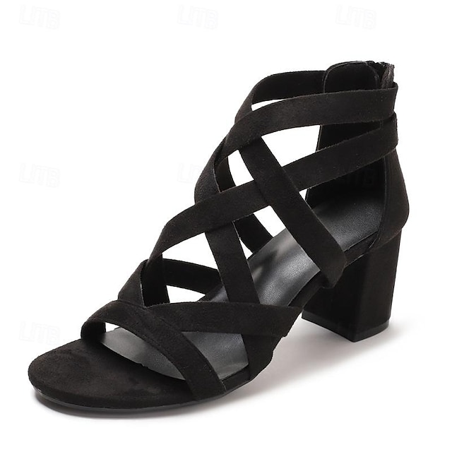  Femme Chaussures à Talons Sandales Chaussures romaines Talons à brides croisées Soirée Saint Valentin du quotidien Découper Talon bloc Bout ouvert Elégant Rétro Vintage Minimalisme Cuir microbien