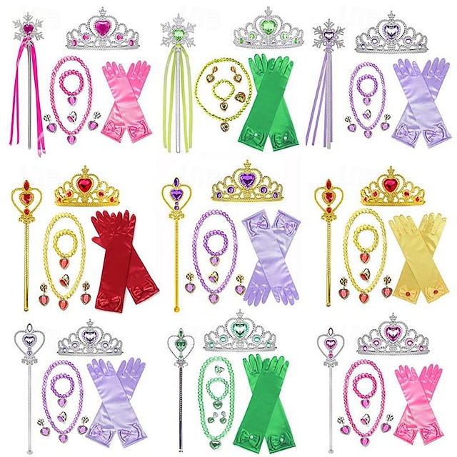  Princess accessory cosplay set combination Elsa Crown Glove Necklace
