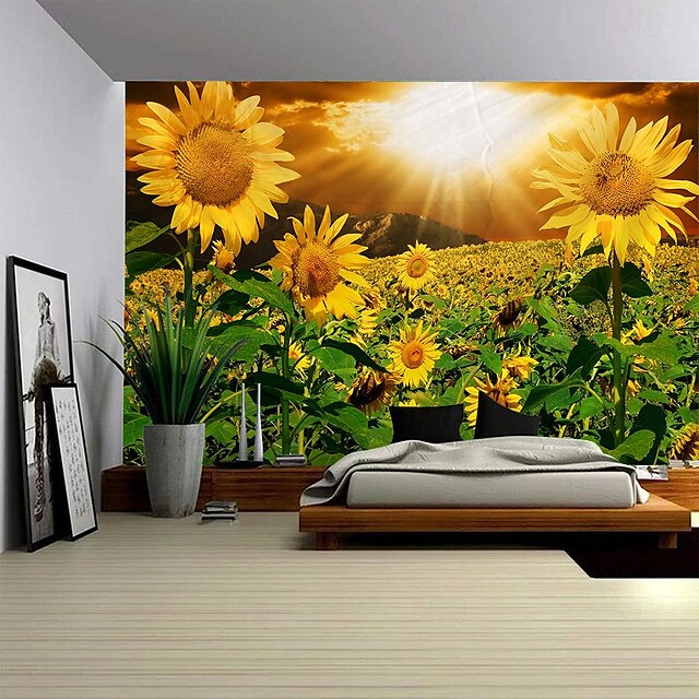  slunečnice závěsný gobelín nástěnné umění velký gobelín nástěnná malba výzdoba fotografie pozadí přikrývka opona domácí ložnice dekorace obývacího pokoje
