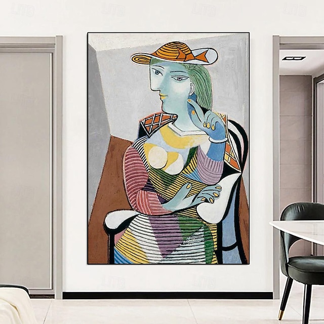  håndlaget pablo picasso rammeportrett av marie-thrse 1937 abstrakt figurativt maleri på lerret Picasso veggkunst kubismemaling oljemaleri kunstverk tung teksturert kunst for estetisk dekorasjon