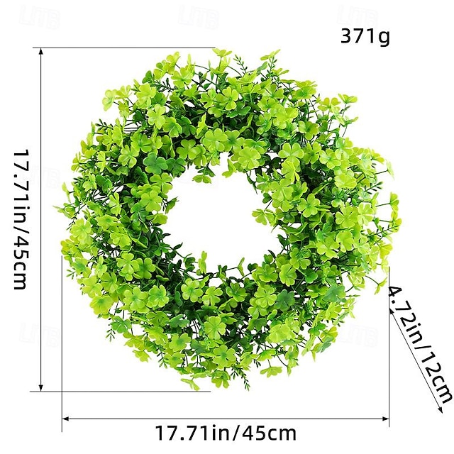  St. Patrick's Day Wreath - Irish Festival Shamrock Wreath, Featuring Realistic Four-Leaf Clover, Perfect for Spring 2024 Outdoor Yard Decoration, Ideal as a Door Hanging