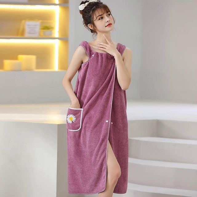  serviette de bain portable en microfibre robe super absorbante vêtements de maison jupe de bain serviette de bain dames absorbant l'eau doux épais enveloppé peignoir à séchage rapide retour à l'école