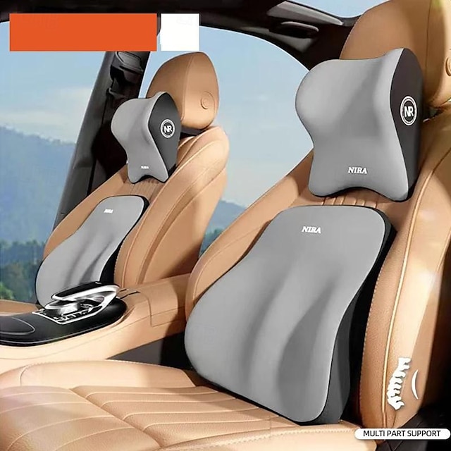  2 pcscar ヘッドレストランバーサポート腰椎クッション低反発クッション背もたれ腰枕車の快適な首枕車のアクセサリー