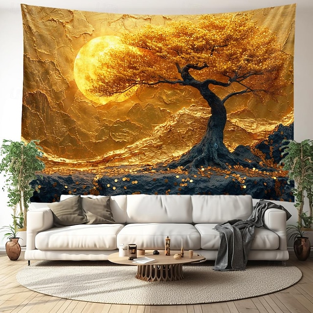 Tree of Life Painting Hanging Tapestry Wall Art Large Tapestry Mural Decor Photograph Backdrop Blanket Curtain Home Bedroom Living Room Decoration 7