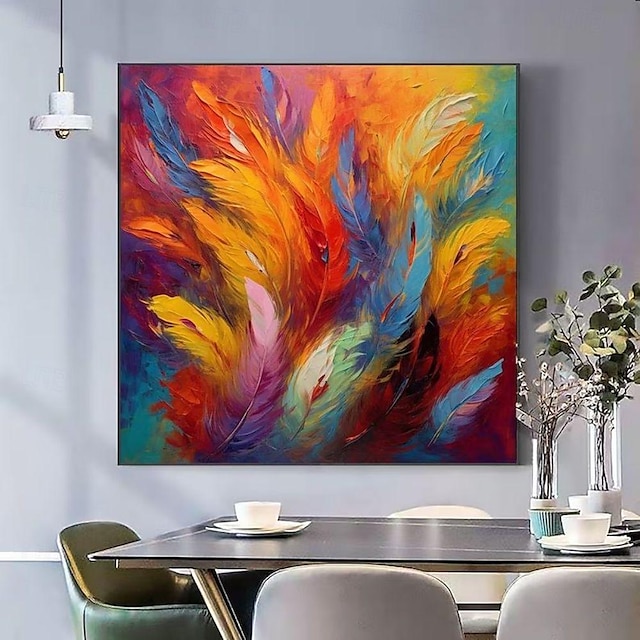  Ręcznie robiony obraz olejny na płótnie dekoracja ścienna nowoczesny abstrakcyjny kolorowy pióro do wystroju domu walcowany bezramowy, nierozciągnięty obraz