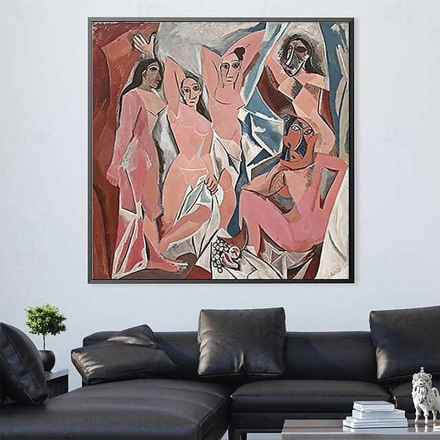  Hand painted Pablo Picasso Famous painting Canvas Art  wall Painting Wall Art  Living Room Home Decor Canvas Gift handmade Picasso Framed Art painting Gift Pablo Picasso Les Demoiselles d'Avignon