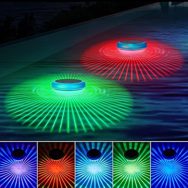  Solar Floating Pool Lights RGB Color Changing Pool Lights LED Waterproof Pool Light for Outdoor Swimming Pool Pond Hot Tub Garden Holiday Party Landscape Decoretion 1/2pcs