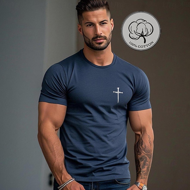  Мужская футболка из 100% хлопка с графическим рисунком, модная классическая рубашка с коротким рукавом, белая, темно-синяя, бежевая, удобная футболка, уличный отдых, летняя модельерская одежда