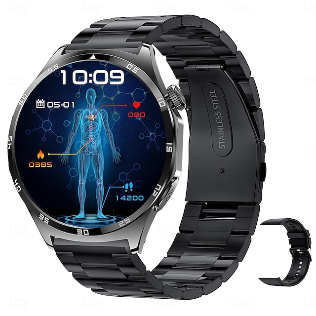  2024 nuovo orologio intelligente da 1,43 pollici amoled full touch screen per la glicemia, monitoraggio ecg, pressione sanguigna, temperatura corporea, smartwatch da uomo ip67, fitness tracker