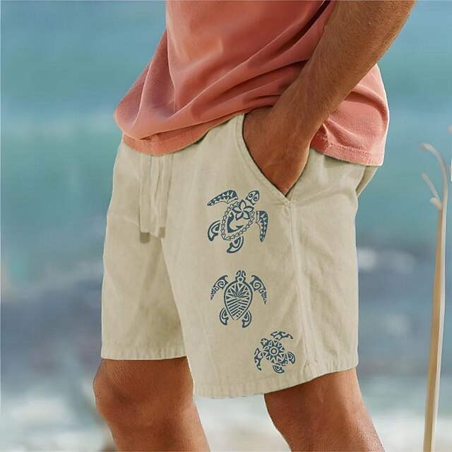 Men's Animal Sea Turtle Shorts Summer Shorts Beach Shorts Mid Waist ...