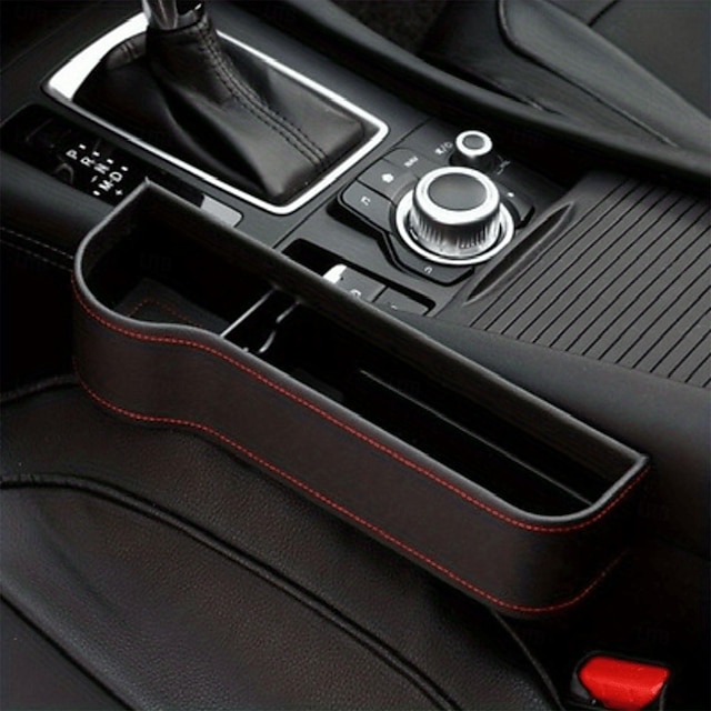  カーシート隙間収納ボックス：車のシート隙間にさまざまなアイテムを便利に収納できる革製の多機能オーガナイザー