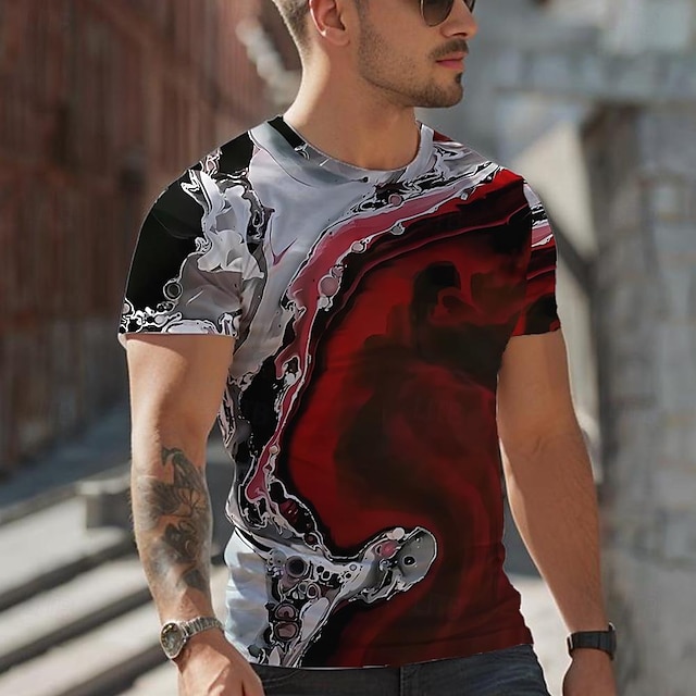  Graphic Color Block Daily Designer Casual Men's 3D Print T shirt Tee Sports Outdoor Holiday Going out T shirt Red Purple Green Short Sleeve Crew Neck Shirt Spring & Summer Clothing Apparel S M L XL
