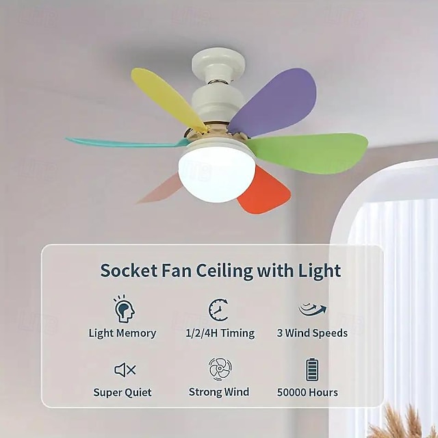  socket ventilator lamp e27 basis draadloze afstandsbediening led lamp plafondventilator vervanging voor slaapkamer woonkamer keuken balkon