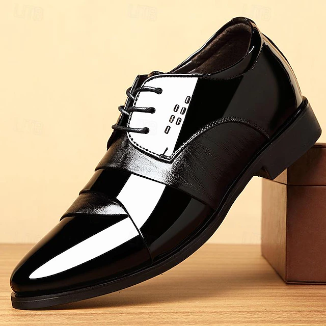Men's Oxfords Derby Shoes Formal Shoes Dress Shoes Patent Leather Shoes Business British Gentleman Wedding Office & Career Party & Evening PU Lace-up Black Spring Fall 6