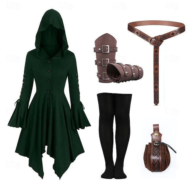  Retro Vintage Punk & Gothic Medieval 17th Century Dress Masquerade Waist Belt Wristband Belt Pouch Viking Outlander Ranger Elven Women's Masquerade Party LARP Dress