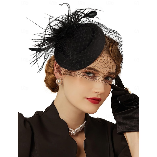  レトリ／ヴィンテージ 1950年代風 1920年代風 魅惑的な帽子 ベールヘッドバンド 帽子 結婚式 女性用 カーニバル パーティー／フォーマル 帽子