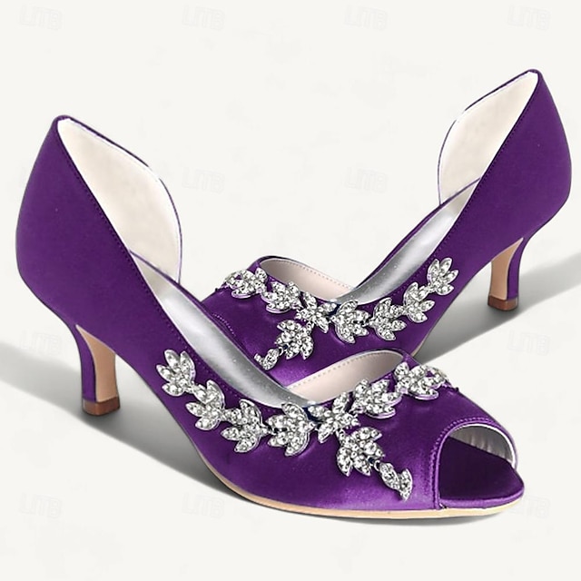  Dámské Svatební obuv Boty Bling Bling Šumivé boty Svatební boty Štras Nízký tenký S otevřeným palcem Elegantní Satén Povaleč Stříbrná Bílá Křišťálový