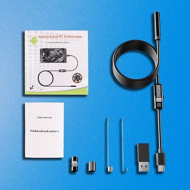  5,5 mm riool industriële endoscoop piping endoscopie type c mini camera automotive borescope voor Android pc