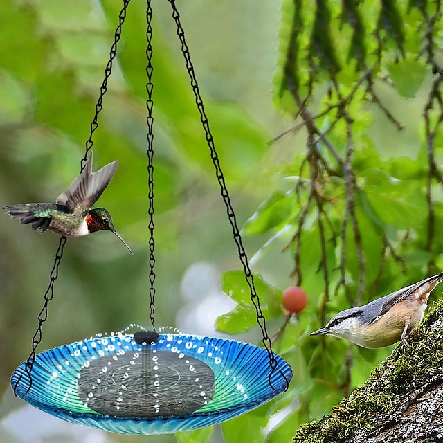  Hängendes Vogelfutterbad, solarbetriebener schwimmender Brunnen für den Garten im Freien – bereichern Sie Ihren Garten mit umweltfreundlicher Vogelbeobachtung und Entspannung