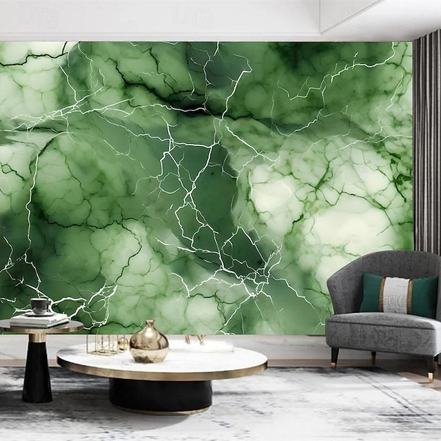  Cool Wallpapers Green Emeral Marble Wallpaper Wall Mural Roll Sticker Peel and Stick Removable PVC/Vinyl Material Self Adhesive/Adhesive Required Wall Decor for Living Room Kitchen Bathroom