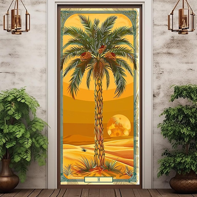  drzewo kokosowe nakładki na drzwi gobelin na drzwi dekoracja zasłony na drzwi tło baner na drzwi na frontowe drzwi domu wiejskiego artykuły dekoracyjne na przyjęcie świąteczne
