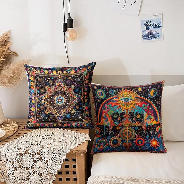  Astrolabe motif ethnique motif 1pc housses de coussin plusieurs tailles oreillers décoratifs extérieurs côtiers étuis de coussin en velours doux pour canapé canapé-lit décoration de la maison