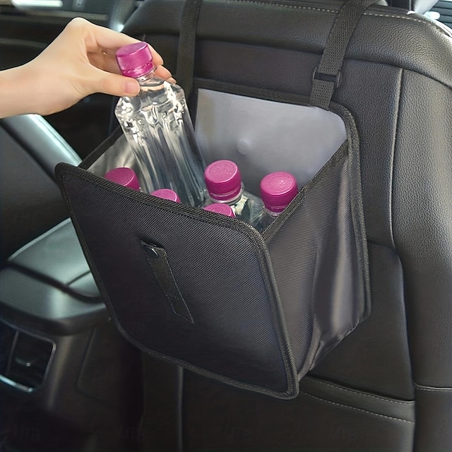  Folding Car Trash Bin: Hanging, Waterproof, Leakproof Storage Bag for Interior Car Accessories, Organizing and Storing Automotive Supplies