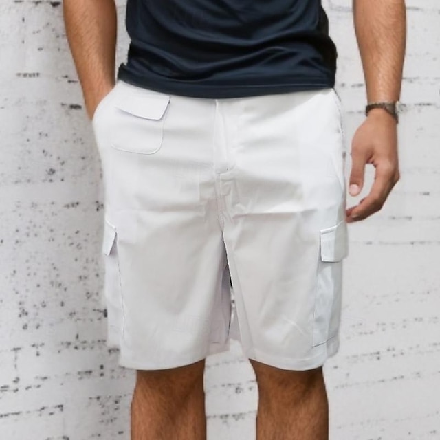  Herren Cargo Shorts Kurze Hosen Shorts Kurze Hosen Taste Multi Pocket Glatt tragbar Kurz Outdoor Täglich Ausgehen Modisch Klassisch Weiß