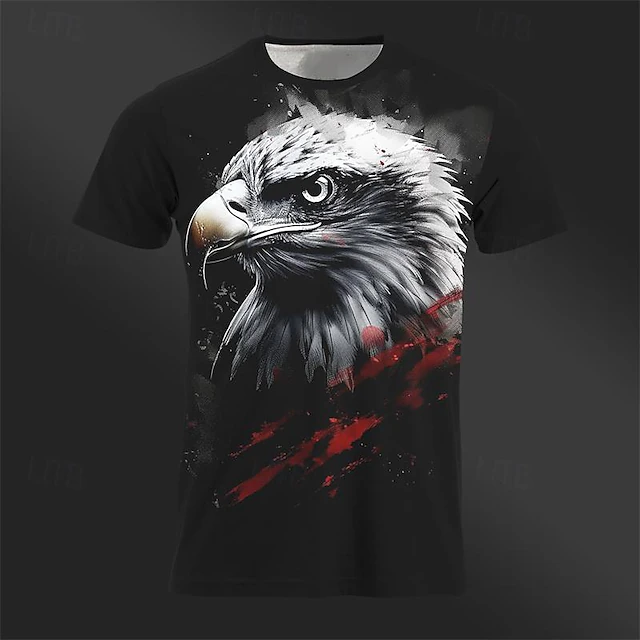 Men's Graphic Animal Eagle T Shirt Tee Top Short Sleeve T shirt 3D Print Crew Neck Shirt Daily Casual Street Style Sports Outdoor Holiday Going out Black Dark Gray Spring & Summer Clothing Apparel S 8