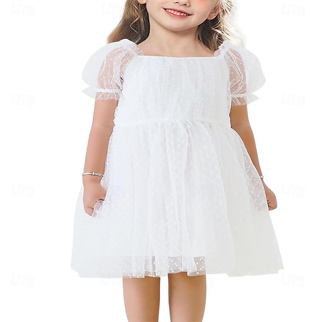  Sukienka dla dziewczynki z kwiatami gril w kropki, tiulowa, bufiasta sukienka na przyjęcie urodzinowe tutu