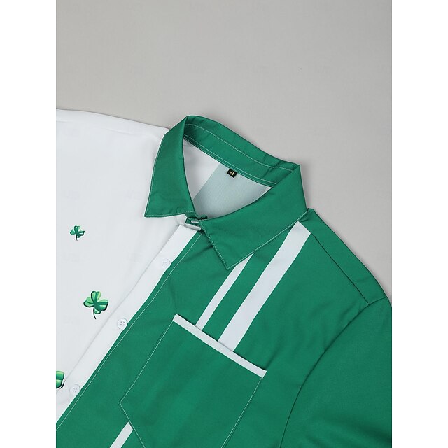 St. Patrick Men's Cartoon Hat Striped Shirt Summer Hawaiian Shirt Short ...
