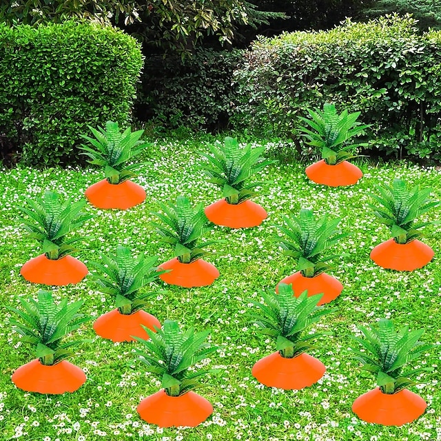 6 pacotes de estaca de jardim de cenoura de páscoa, estaca de quintal decorativa de plástico ao ar livre, sinal de quintal rústico para decoração de páscoa, gramado de casa, enfeites de pátio,