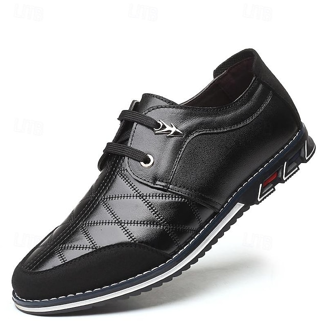  Men's Oxfords Dress Shoes Plus Size Comfort Shoes Business Casual Office & Career PU Lace-up Black Red Blue Spring Fall