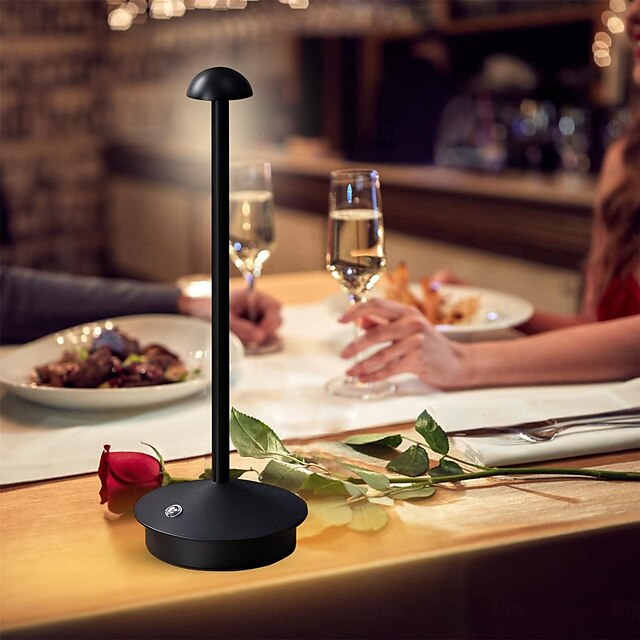  lampă de masă reîncărcabilă cu ciuperci, lampă portabilă de birou tactilă fără fir, lumină de noapte LED cu luminozitate reglabilă pentru sufragerie, birou de acasă, restaurant