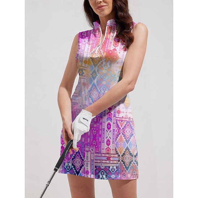  Mujer vestido de golf Violeta Sin Mangas Floral Ropa de golf para damas Ropa Trajes Ropa Ropa