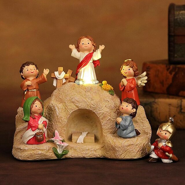  Набор пасхальных скульптур из смолы, вдохновляющая сцена вознесения Иисуса и праздничные рождественские пасхальные подарки для украшения интерьера, домашнего декора и духовного поминовения