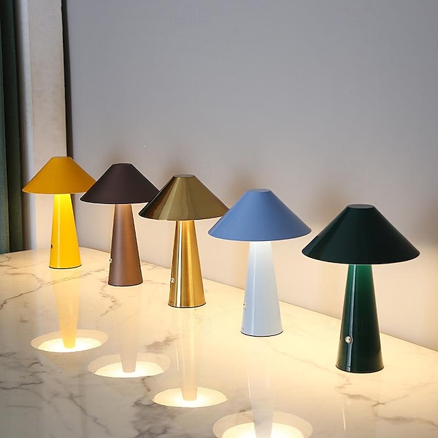  bærbar trådløs led sopp bordlampe moderne fargerik små nattlys form usb-lading barn gave til nattbord sofa side atmosfære lampe