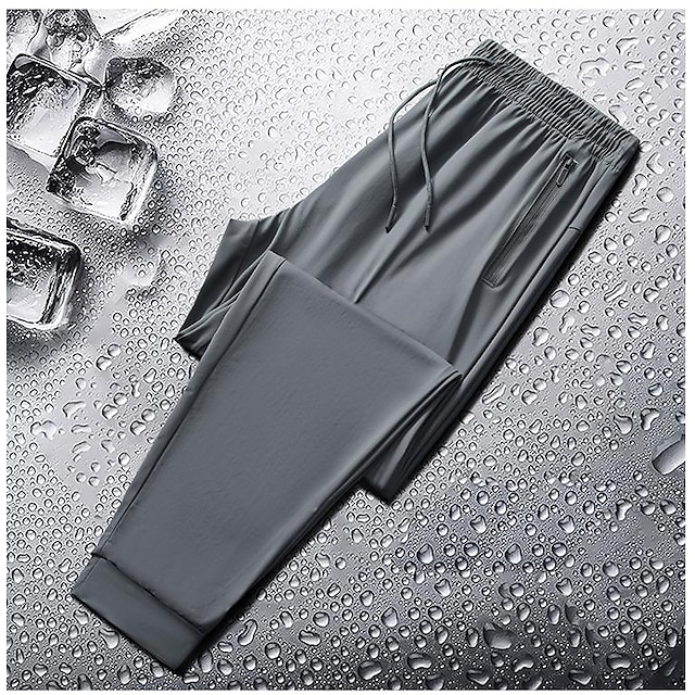  Per uomo Pantaloni Pantaloni estivi Pantaloni casual Vita elastica Tasca con cerniera Tinta unica Resistente alle rughe Sport Lunghezza intera Esterno Informale Informale Pantaloni Nero Grigio Vita