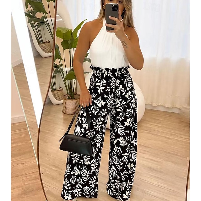  Women's Pants Trousers EU / US Size 100% Polyester Graphic Black Fashion Natural Full Length Casual All Seasons