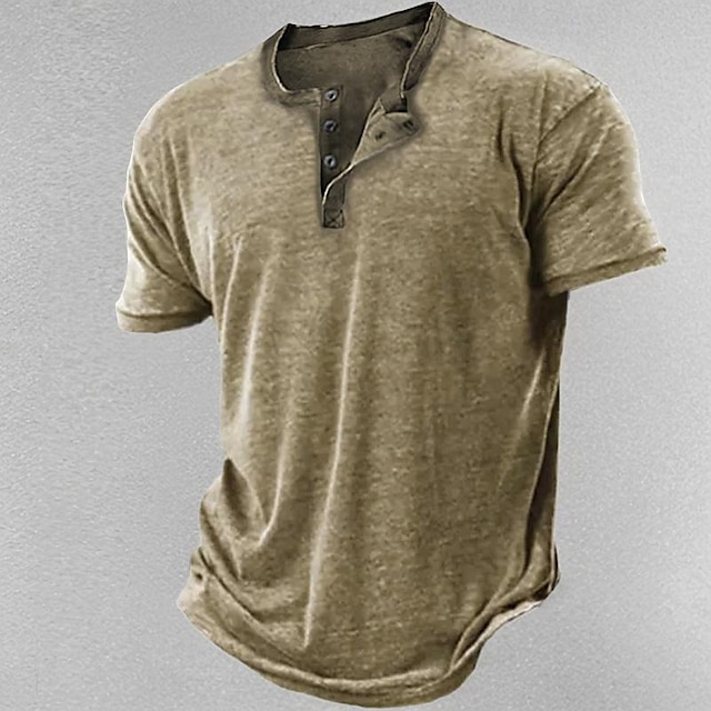  Herren Henley Shirt Tee Graphic Zahl Henley 3D-Druck Outdoor Casual Kurzarm Button-Down Bedruckt Bekleidung Modisch Designer Komfortabel