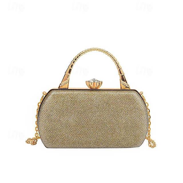  Women's Evening Bag Evening Bag Synthetic Party Chain Durable Multi Carry Geometric Silver Black Gold